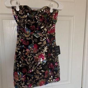 Lulu's Black and Gold Sequin Mini Dress